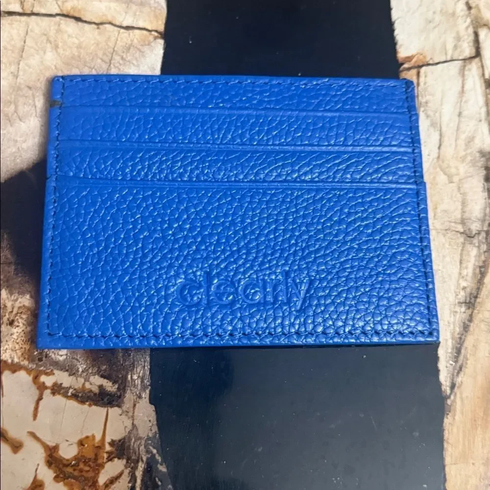 Blue Leather Card Holder Small Wallet - 4 Slots on Each Side BRAND NEW